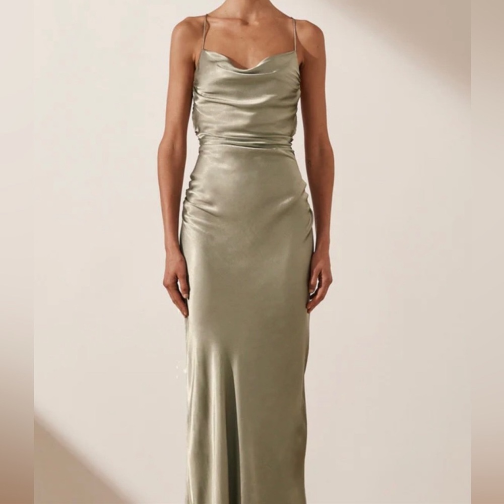 LA LUNE LACE BACK MAXI DRESS - SAGE GREEN - WORN ONCE FOR PICTURES SIZE US 6